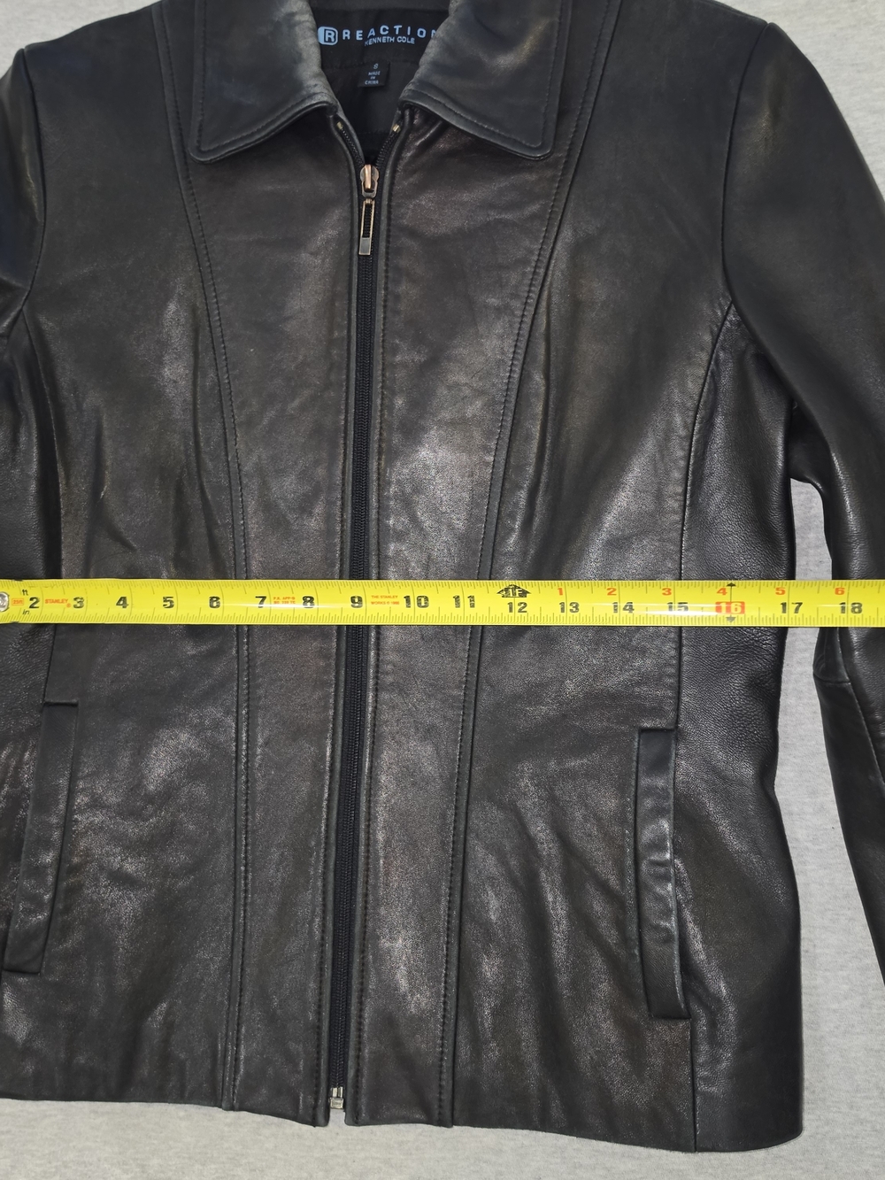 Kenneth Cole Reaction Black Leather Zip-Front Jacket - Picture 14 of 16